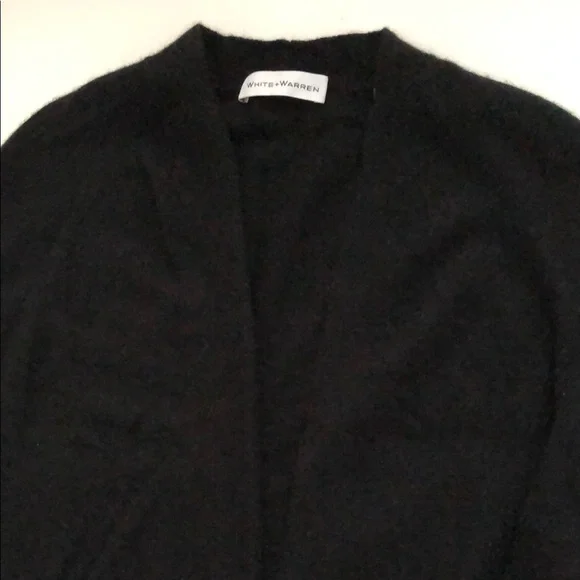 White + Warren Cashmere Black Open cardigan sweater - Picture 2 of 5